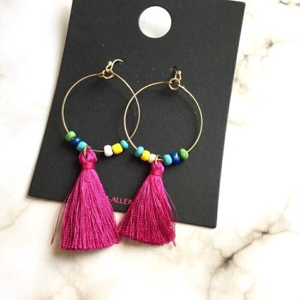 Trendy‎ Tassel Earrings Multicolor Beads - Picture 4 of 5